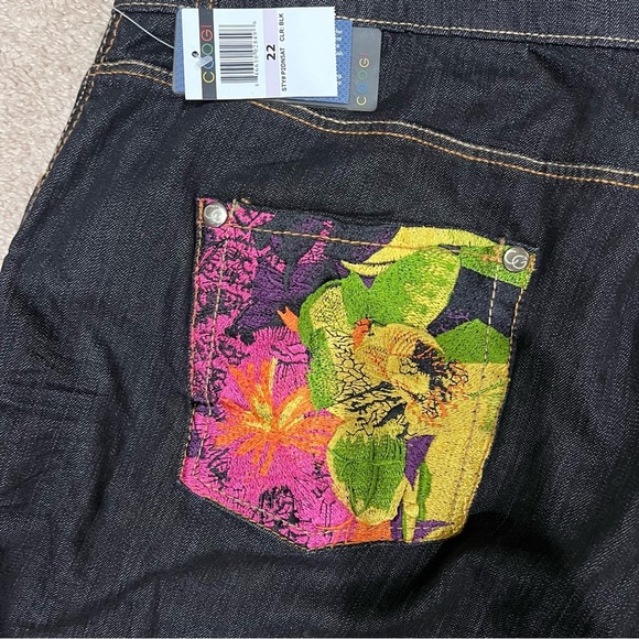 NWT Vintage Y2K Coogi Embroidered Floral Bling Logo Pocket Straight Leg Jeans - Picture 11 of 11